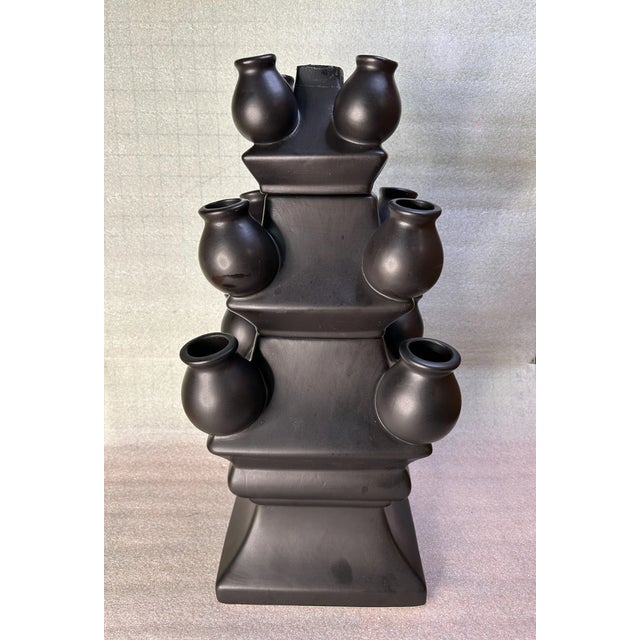 Mid-Century Modern Vintage MCM 3-Tier Porcelain Pyramid Tulip Vase Holland For Sale - Image 3 of 8