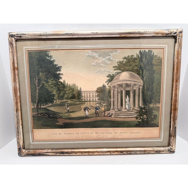 Framed Antique Engraving "Vue Du Temple De Vénus Et Du Château Du Petit Trianon Dans Le Grand Parc De Versailles", For Sale - Image 4 of 14
