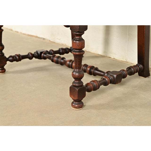 Berkey & Gay Style Antique English Jacobean Carved Walnut Library Chair, Circa 1900 For Sale - Image 10 of 14