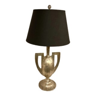Vintage Empire Two Socket Table Lamp With Restoration Hardware Linen Shade For Sale