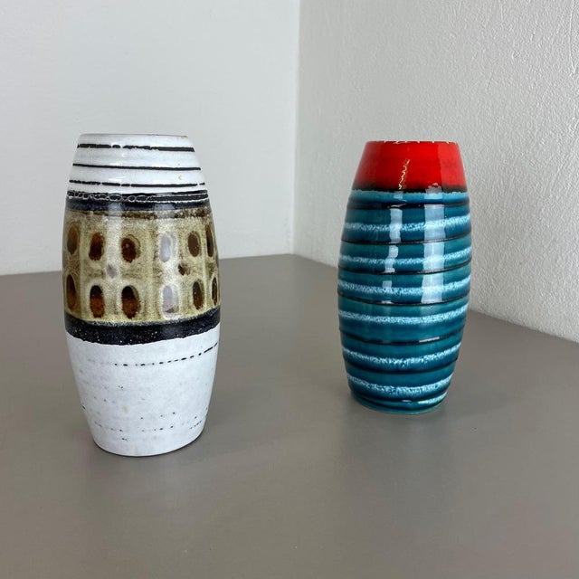 Pop Art Pottery Fat Lava Vases attributed to Scheurich, Germany, 1950s, Set of 2 For Sale - Image 14 of 18