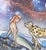 On the Rocks by Louis Recchia | Mixed-media acrylic on plexiglas Mermaid with a cheetah in a cosmic setting For Sale - Image 4 of 5