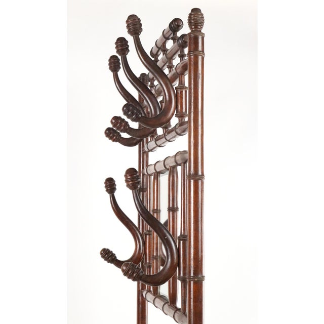 Victorian Belgian Wood Hall Tree With Beveled Mirror For Sale - Image 9 of 11