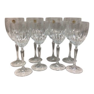 Vintage Set of Cristallerie Zwiesel Full Lead Crystal Ceremony Goblets-Set 4 Wine and 4 Water Goblets For Sale