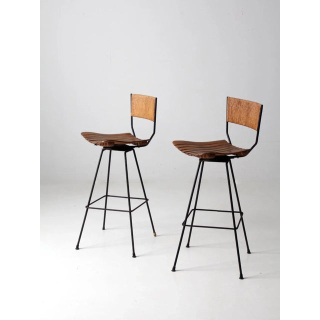 Mid-Century Modern Mid-Century Stools Pair For Sale - Image 3 of 11