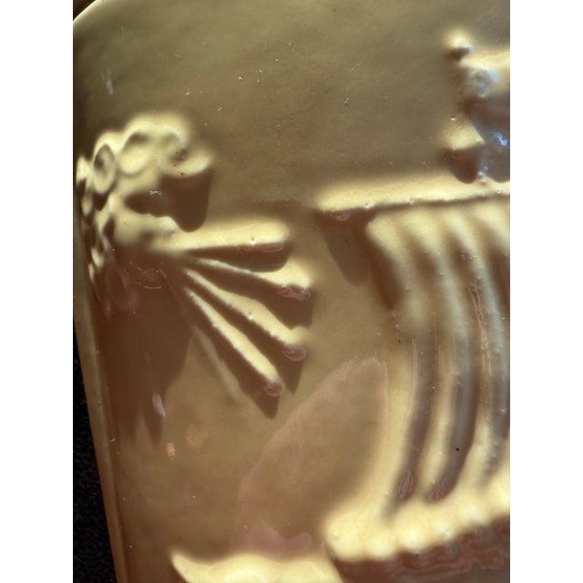 Yellow Vintage Art Deco Robinson Ransbottom (Rrp Co) "Zephyrus" Viking Ship Pitcher, No. 300 For Sale - Image 8 of 9