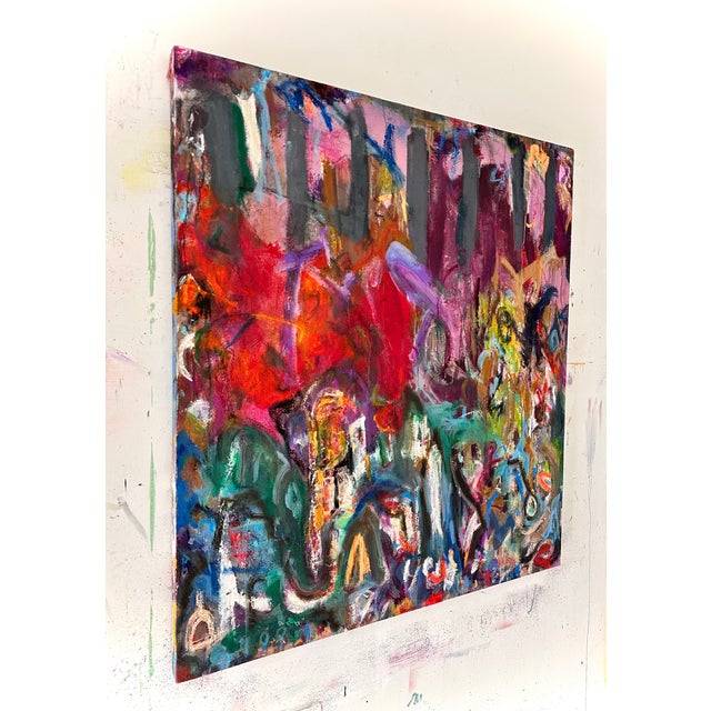 Textile Chic and Bold Modern Abstract Painting For Sale - Image 7 of 9