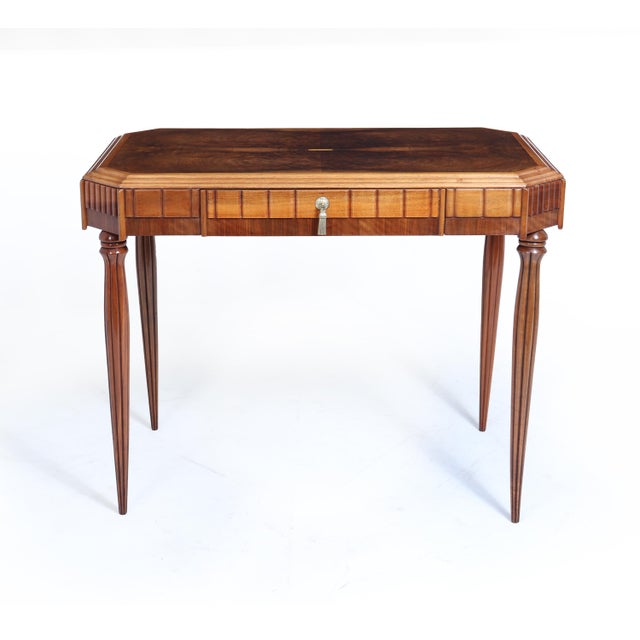 Art Deco Walnut Writing Table with Satinwood Inlay, 1925, in Very Good conditions. Designed 1920 to 1949