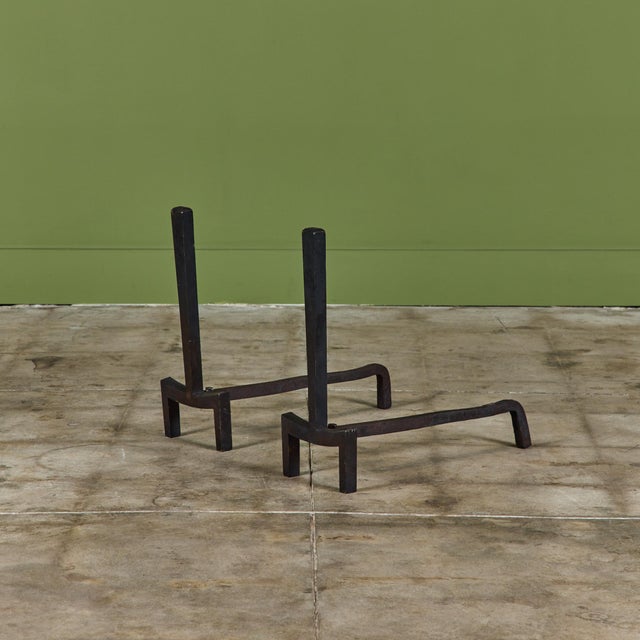 Black Pair of Brass Andirons by Saarinen Swanson Group For Sale - Image 8 of 11