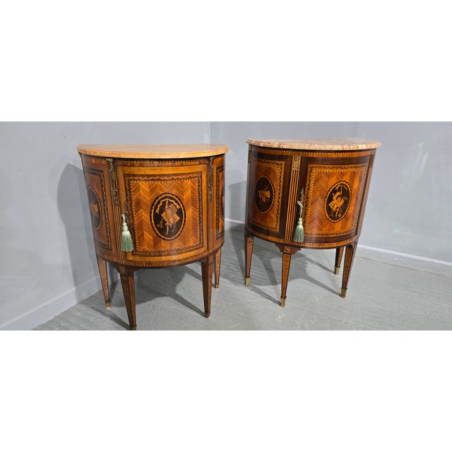 French Marquetry Cabinets, 1920s, Set of 2 For Sale - Image 3 of 13
