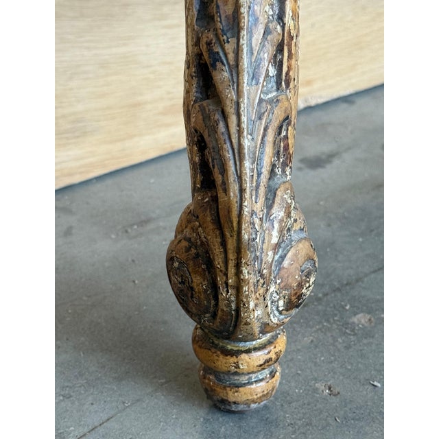 Late 19th Century French Louis XIV Style Carved Painted Wall Mounted Console Table with wood top For Sale - Image 14 of 18