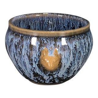 Late 20th Century Chinese Jun Ware Style Flambe Glaze Porcelain Tea Cup With Handles For Sale