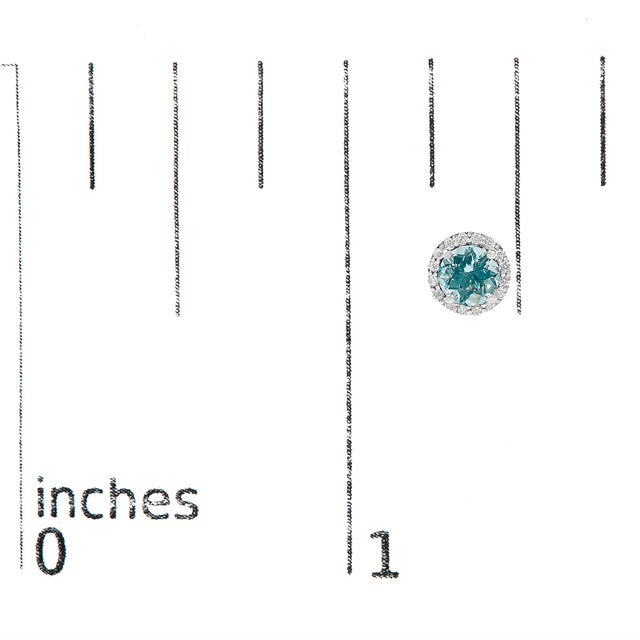 Early 21st Century 10K White Gold Blue Aquamarine and 1/6 Cttw Diamond Halo Stud Earring For Sale - Image 5 of 5