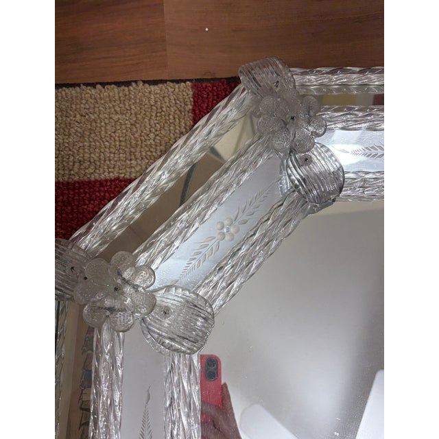 Vintage Venetian Murano Style Octagonal Glass Mirror For Sale - Image 12 of 12