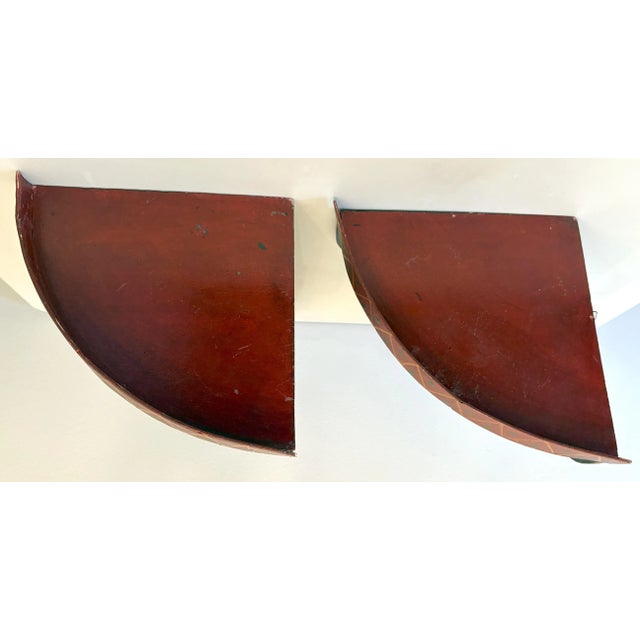 Vintage Painted Wood Moroccan Corner Wall Shelves- a Pair For Sale - Image 10 of 12