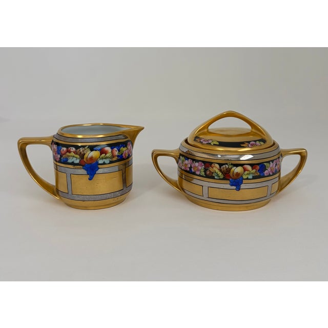 Metal 1900s Pickard Gold Porcelain Tea Service Combined With Rean-Signed Creamer and Sugar Set For Sale - Image 7 of 12
