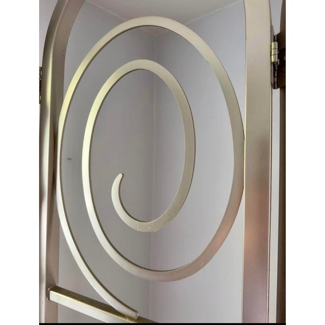 1990s Ethan Allen Radius Collection Brushed Nickel Three-Panel Architectural Folding Room Divider For Sale - Image 14 of 18