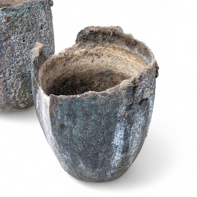 Pair of Vintage Patinated Industrial Crucible Planters, Rustic For Sale - Image 9 of 18