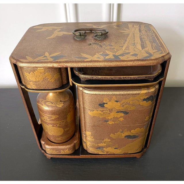 Japanese Maki-e Lacquerware Portable Picnic Set Sagejubako For Sale - Image 15 of 18
