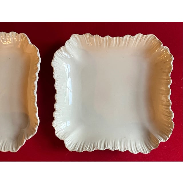 Antique 18th Century English Rococo Wedgwood Creamware Shell Edge Square Serving Dishes or Bowls - a Pair For Sale - Image 10 of 12