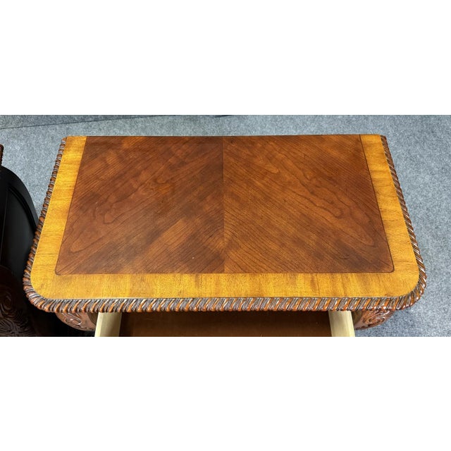 Wood Pair of Cognac Finish Banded Cherry Nightstands For Sale - Image 7 of 18