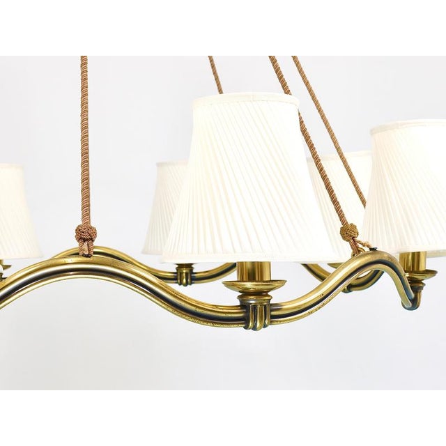 Large Viennese Modernism Curved Brass Wave Chandelier by Hugo Gorge, 1940s For Sale - Image 12 of 18