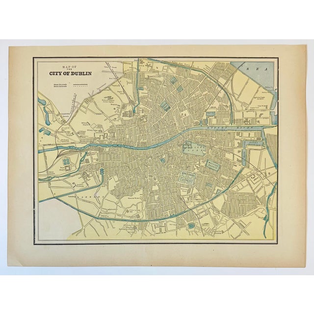 Original engraving titled Map of the City of Dublin by Cram from Cram's Unrivaled Atlas of the World, 1889. Map features...