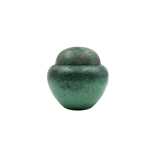 Metal Art Deco Green Vase / Potiche Ikora Series, Paul Haustein, WMF Germany Ca. 1925 For Sale - Image 7 of 13