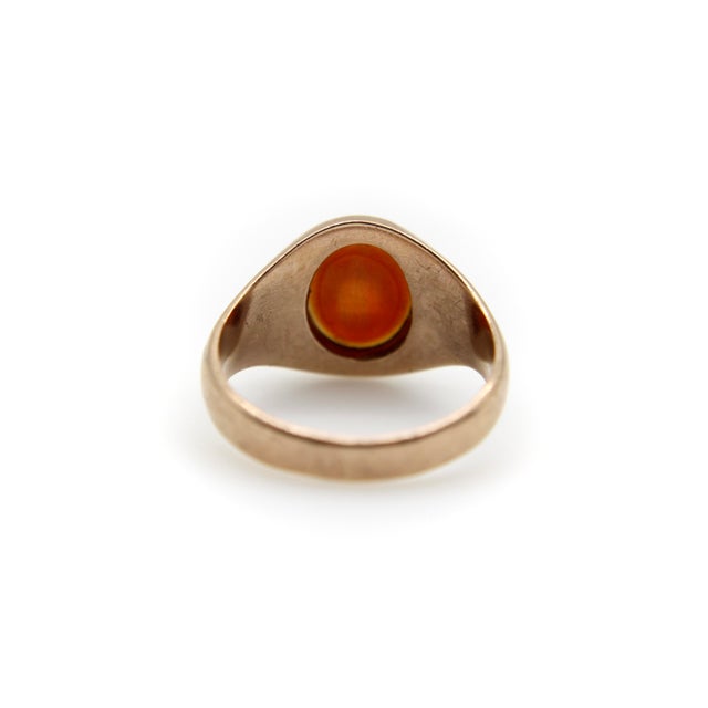 Late 19th Century Victorian 9k Gold Beehive Banded Agate Intaglio Ring, Size 8 For Sale - Image 4 of 7