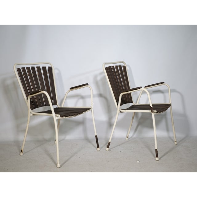 Mid-Century Modern Danish Garden Chairs in Metal and Teak, 1960s, Set of 7 For Sale - Image 4 of 15