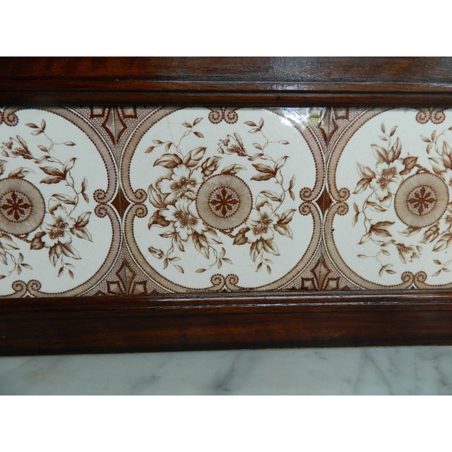 Antique Victorian Mahogany and Marble Wash Stand with Tiled Back Mirror & 2 Drawers For Sale - Image 4 of 18
