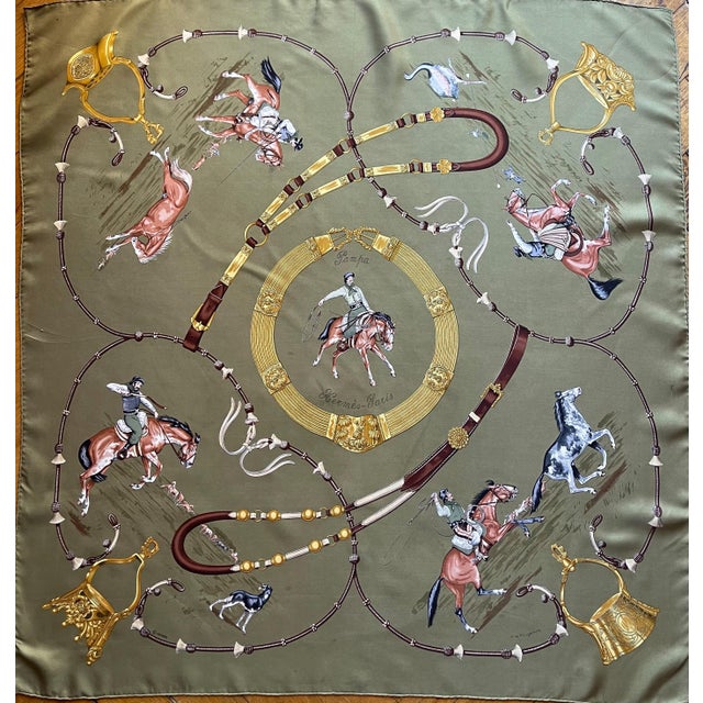 HERMÈS PAMPA Silk scarf designed by Jean De Fougerolles 1986 For Sale - Image 9 of 9