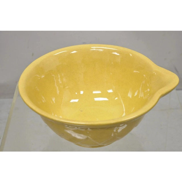 Mid 20th Century American Provincial Country Primitive Yellow Pottery Ceramic Wash Basin Bowl For Sale - Image 4 of 9
