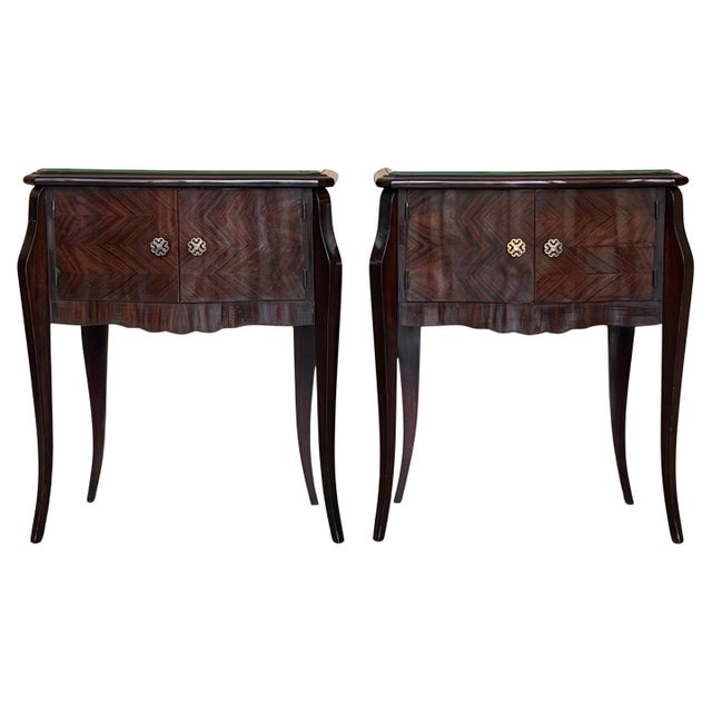 Early 20th Century Italian Art Deco Pair of Bedside Tables in Mahogany For Sale - Image 10 of 18