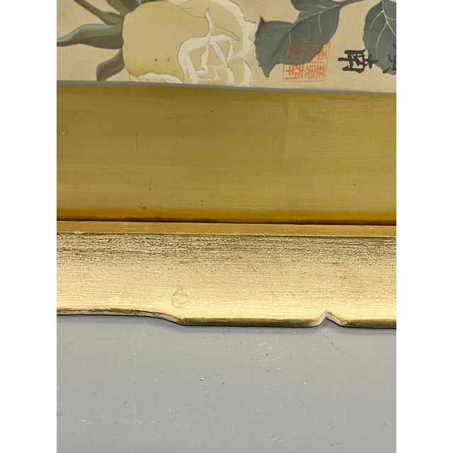 Pair Vintage Chinoiserie Asian Floral Prints With Gold Foil Mattes For Sale - Image 16 of 18