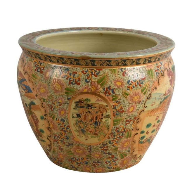 This Large Chinoiserie Satsuma Fishbowl Planter is an exceptional decorative vessel that captures the ornate beauty and...