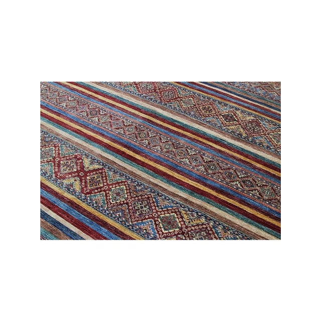 Textile 1990s Handwoven Tribal Area Rug 9x13 For Sale - Image 7 of 8