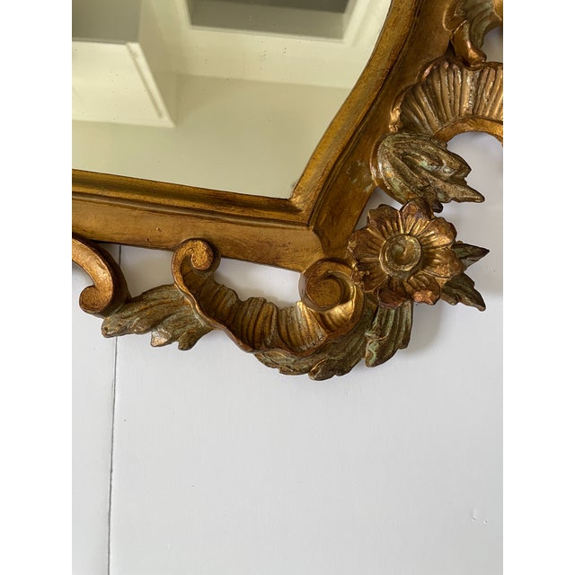 Wood Pair of Vintage Italian Carved Gilt Wood Mirrors For Sale - Image 7 of 9