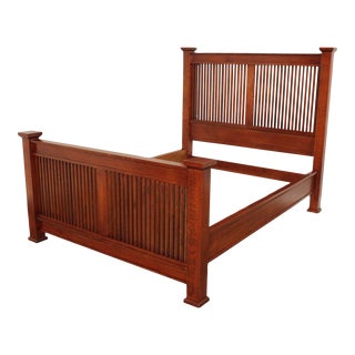 Stickley Mission Collection Oak Spindle Prairie Post Queen Bed For Sale