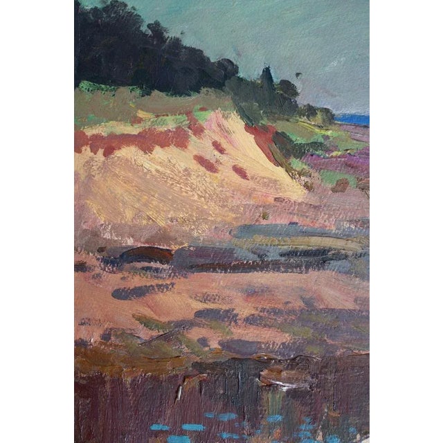 Alfejs Bromults, Boat on the River Bank, 1980, Oil on Cardboard For Sale - Image 4 of 9