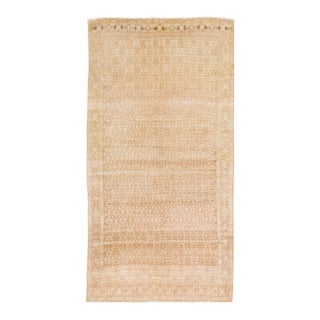 Antique Malayer Handmade Allover Designer Beige Wool Rug For Sale