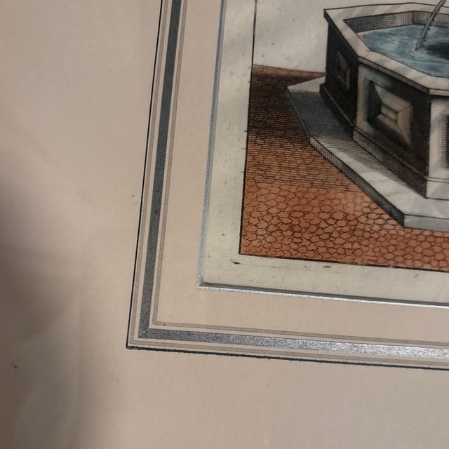 Italian 17th Century Colored Engravings of Fountains - Set of 2 For Sale - Image 3 of 7