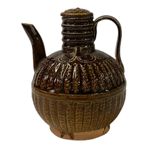 Chinese Ware Brown Glaze Pattern Ceramic Jar Vase Display Art