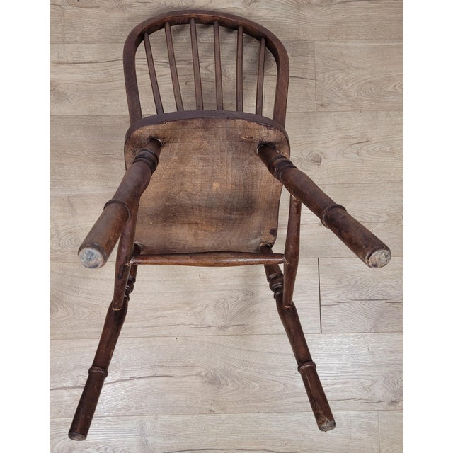 Vintage English Hoop Back Kitchen Chair in Elm and Birch, 1930s For Sale - Image 16 of 18
