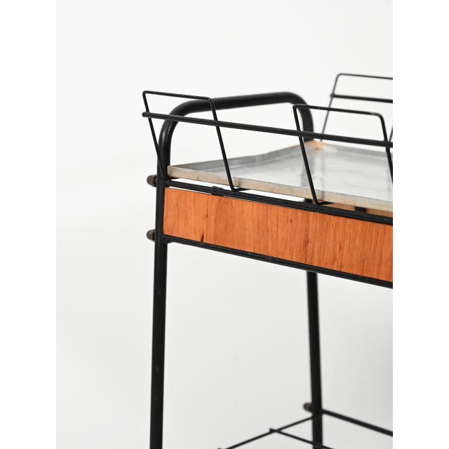 1960s Scandinavian Flower Stand in Black Metal and Teak, 1960s For Sale - Image 5 of 10