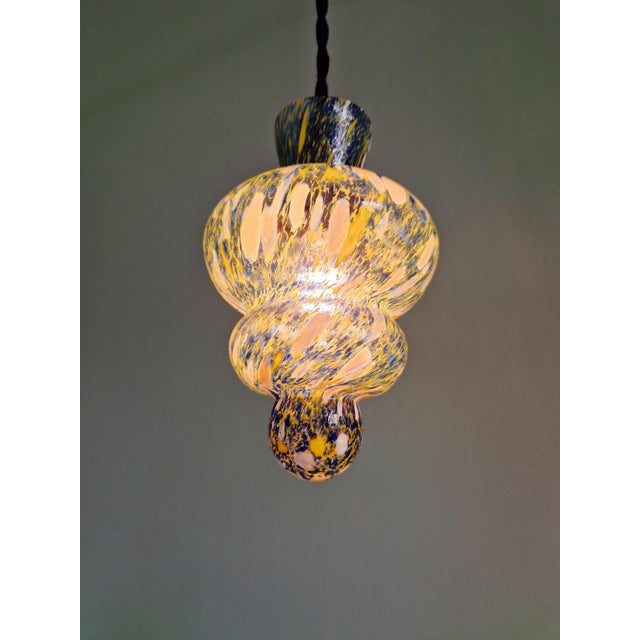 Silver Vintage Blown Glass Pendant Lights, 1950s, Set of 2 For Sale - Image 8 of 18