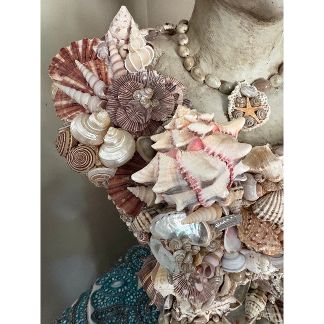 Tan Seashell Encrusted Ocean Goddess Bust For Sale - Image 8 of 12