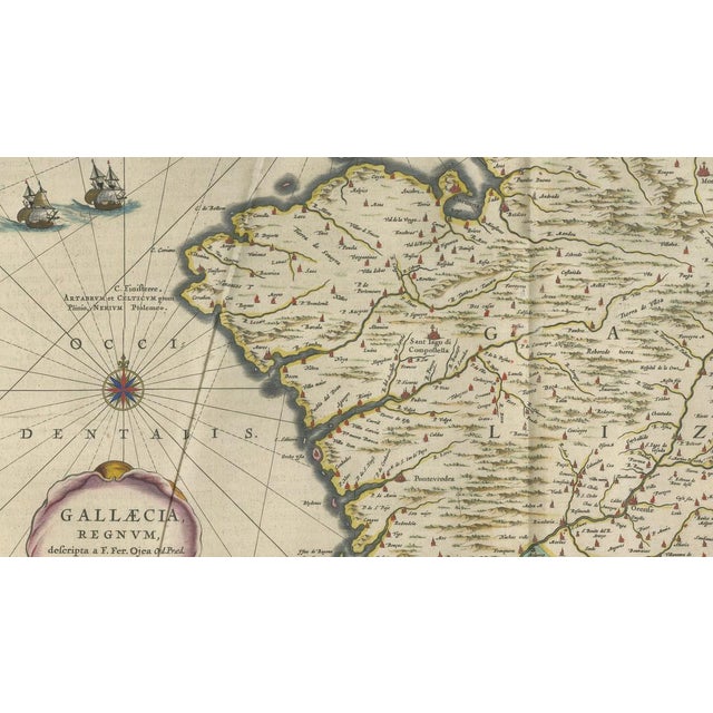 17th Century Blaeu Map of Galicia Spain, 1642 For Sale - Image 5 of 10