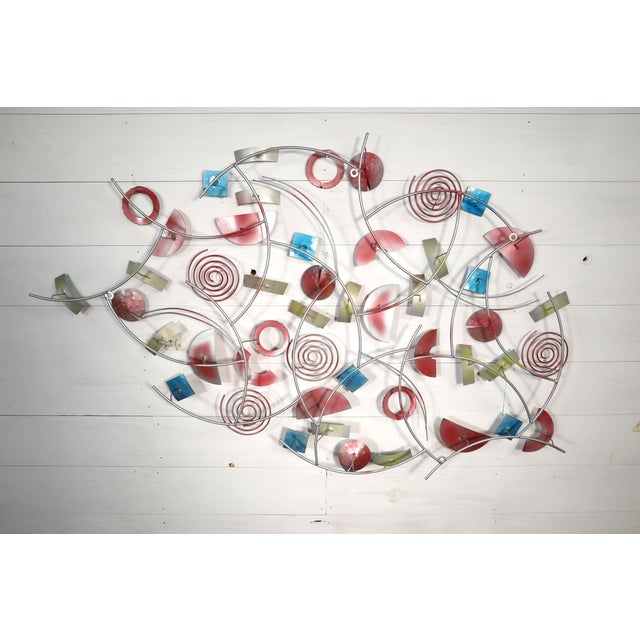 Vintage Curtis Jere Style Circular Rings Sculpture Wall Hanging Brass Copper Metal Mid Century Modern Retro Style Artisan House Brutalist For Sale - Image 9 of 10