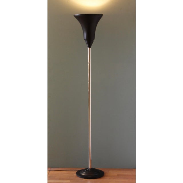 Black Art Deco French Black and Silver Nickel Metal Floor Lamp, 1930s For Sale - Image 8 of 8